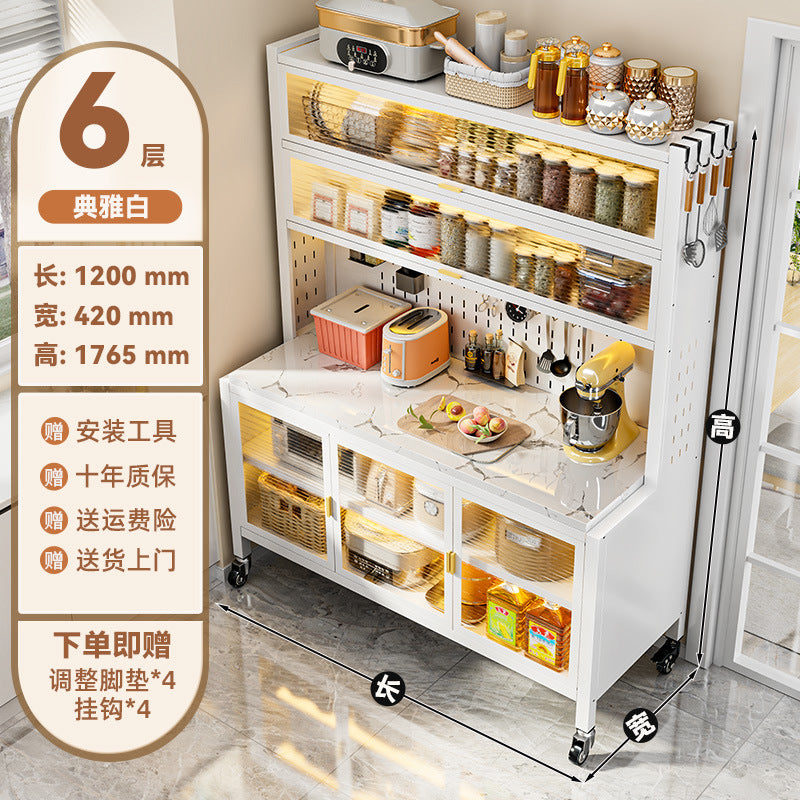 Kitchen multi-tier storage rack sideboard floor cabinet dustproof multifunctional organizer microwave oven bowl cabinet storage cabinet