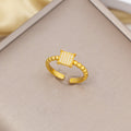 foreign trade popular zircon inlaid square ring with eight-character opening adjustment 18k gold electroplated high-end finger