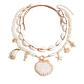 Bohemian shell necklace wholesale cross-border niche irregular holiday style stacked starfish imitation pearl clavicle chain