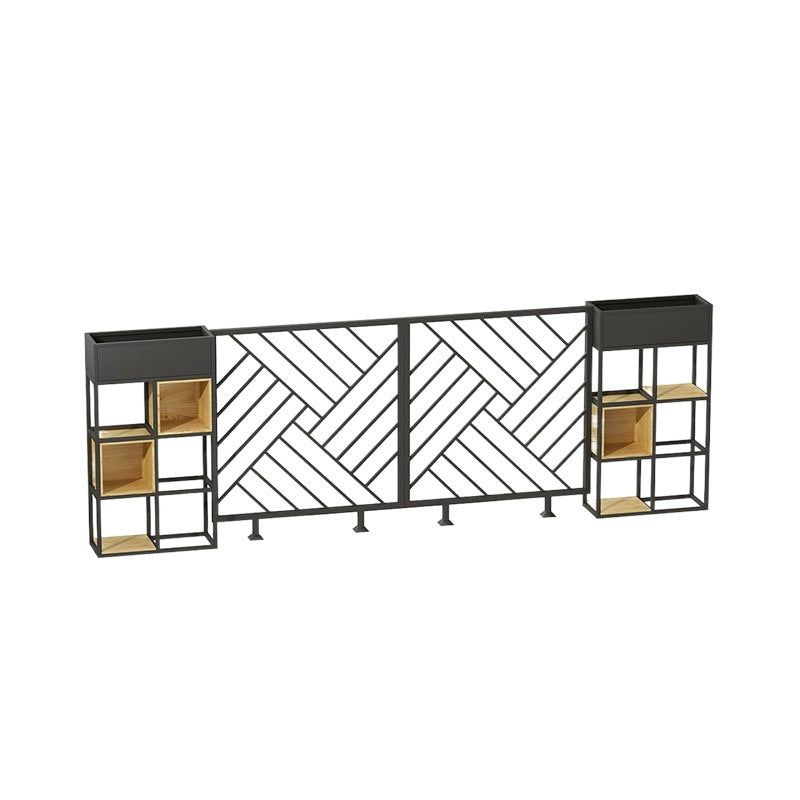 Restaurant booth low partition screen bar hot pot hotel industrial wind fence green plant flower stand wrought iron railing partition