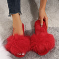 Solid color slippers women's winter home indoor floor slippers flat bottom warm open toe stuffed slippers