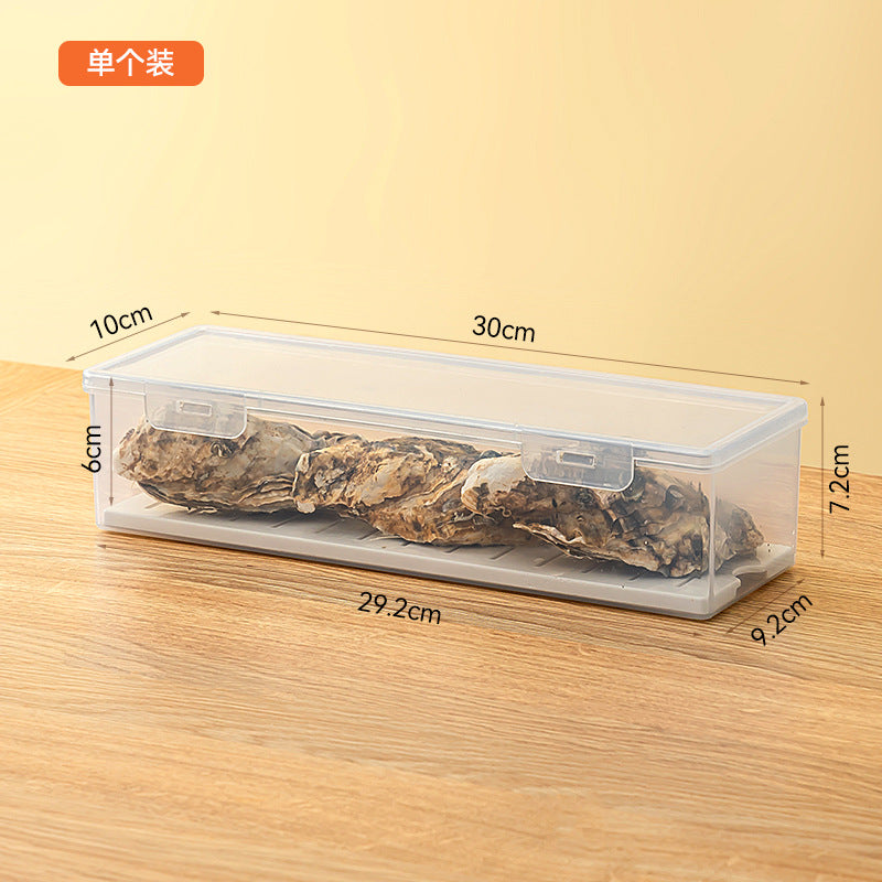 Kitchen refrigerator storage box with lid, anti-odor seafood drain sealed fresh-keeping box, food grade frozen storage box