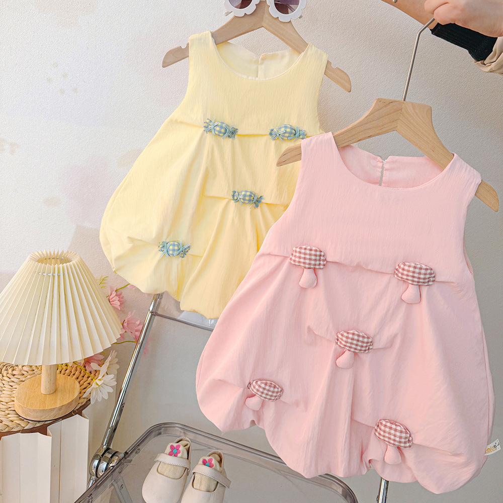 Girl summer bud skirt summer popularins baby k-styledress western style children's sleeveless vest skirt