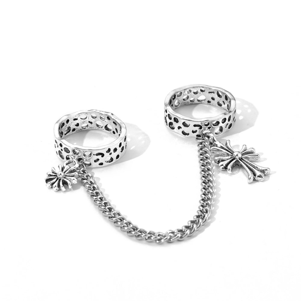 Cross chain ring wholesale cross-border hip hop niche design gothic style trendy retro hollow ring for women