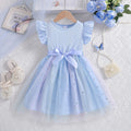 Exportgirldresssummer style flying sleeve mesh princess dress kids mesh skirt autumn birthday dress