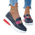 spring new arrivalplus sizethick sole women's shoes casualflats women's metal buckle slip-on   dropshipping