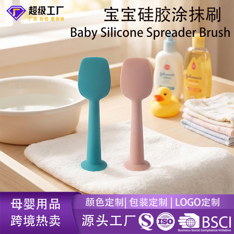 Amazon hot-selling all-in-one silicone soft spatula spoon baby cream applicator with suction cup - wholesale baby care supplies