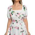 Aliexpress cross-border original design: elegant square neck fashion floral lady dress