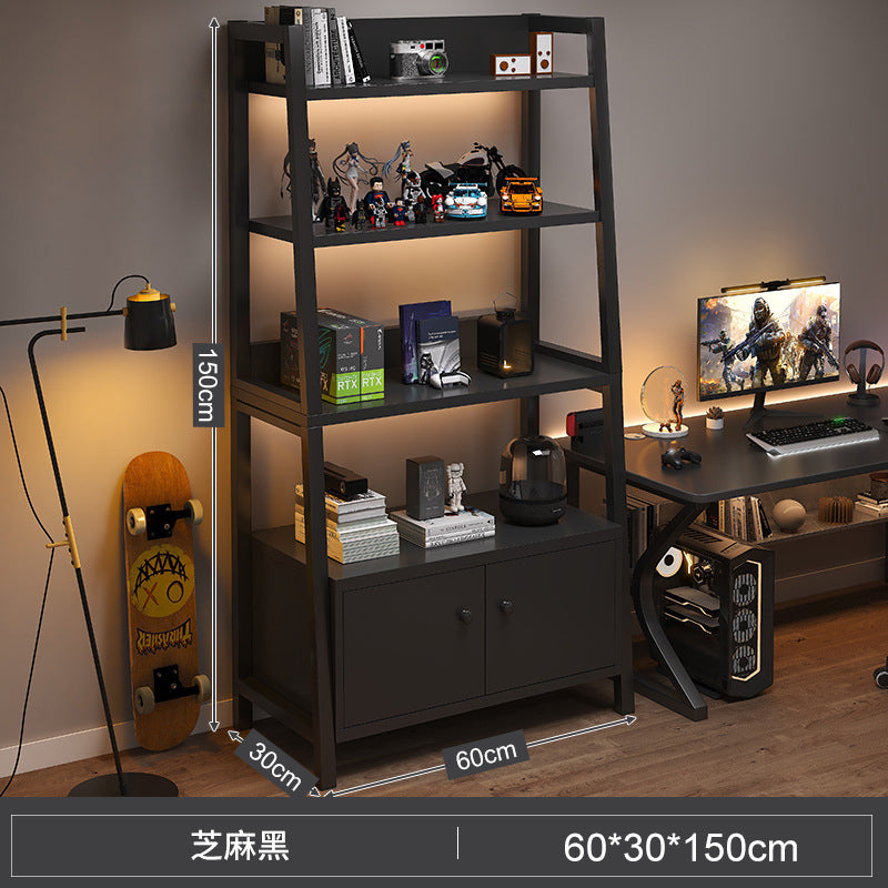Shelf Floor-to-ceiling storage shelf Multi-layer bookshelf E-sports room Computer table Locker Wrought iron trapezoidal display shelf