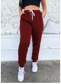 2025 amazon new arrival: women's solid color high-waisted tie-waist active pants, casual sweatpants, japanese and korean style