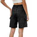 European and american cross-border summer new arrivals:   street style trendy washed denim cargo shorts for women