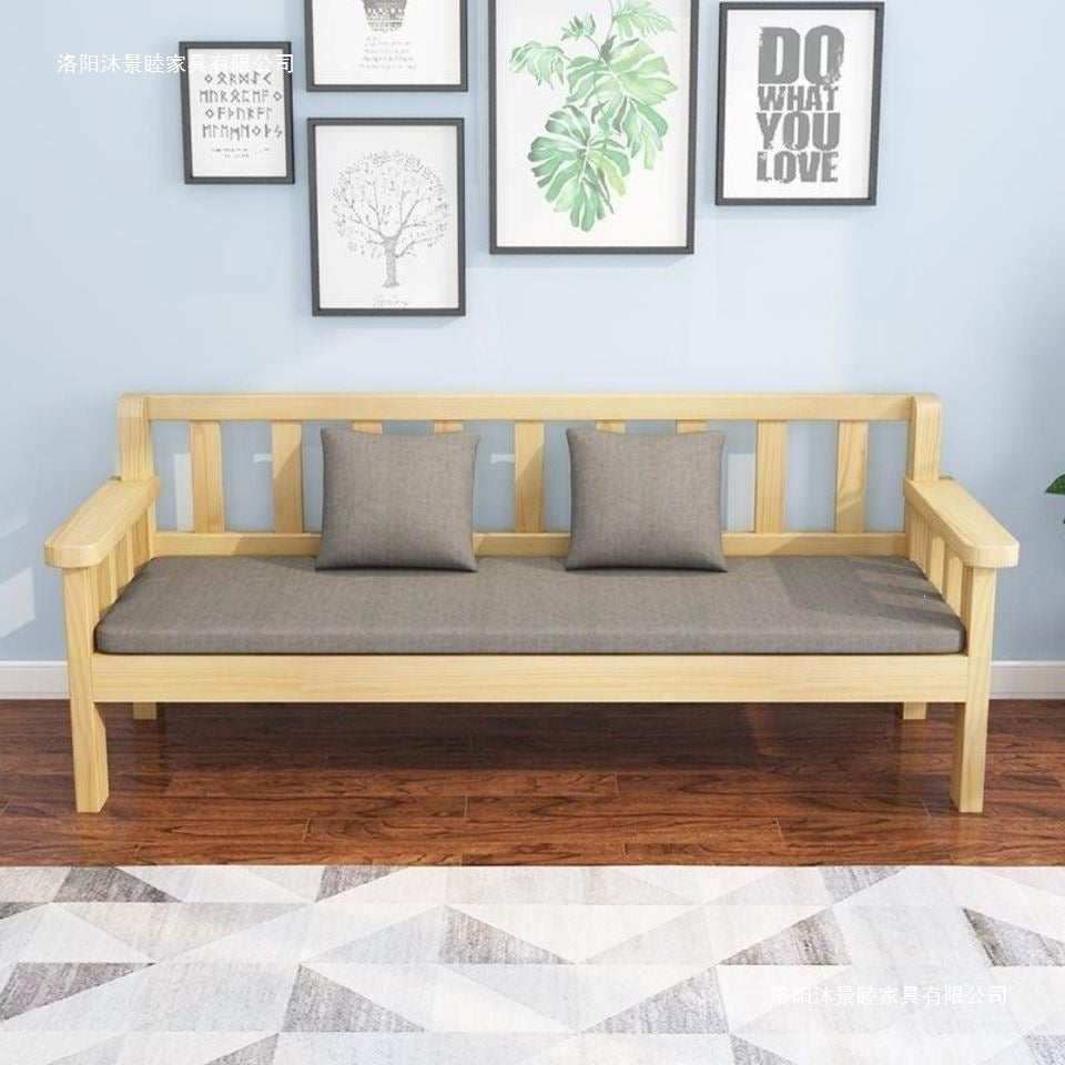 Solid wood sofa - modern minimalist style for small apartments, european-style balcony, bedroom, living room - 3-seater, 4-seater, backrest bench sofa chair