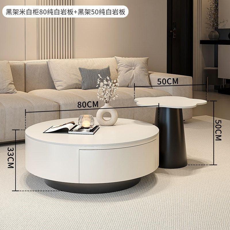 Round slate coffee table combination living room for home italian normcore tea table large and small apartmentaccessible luxuryclassy sense tea table