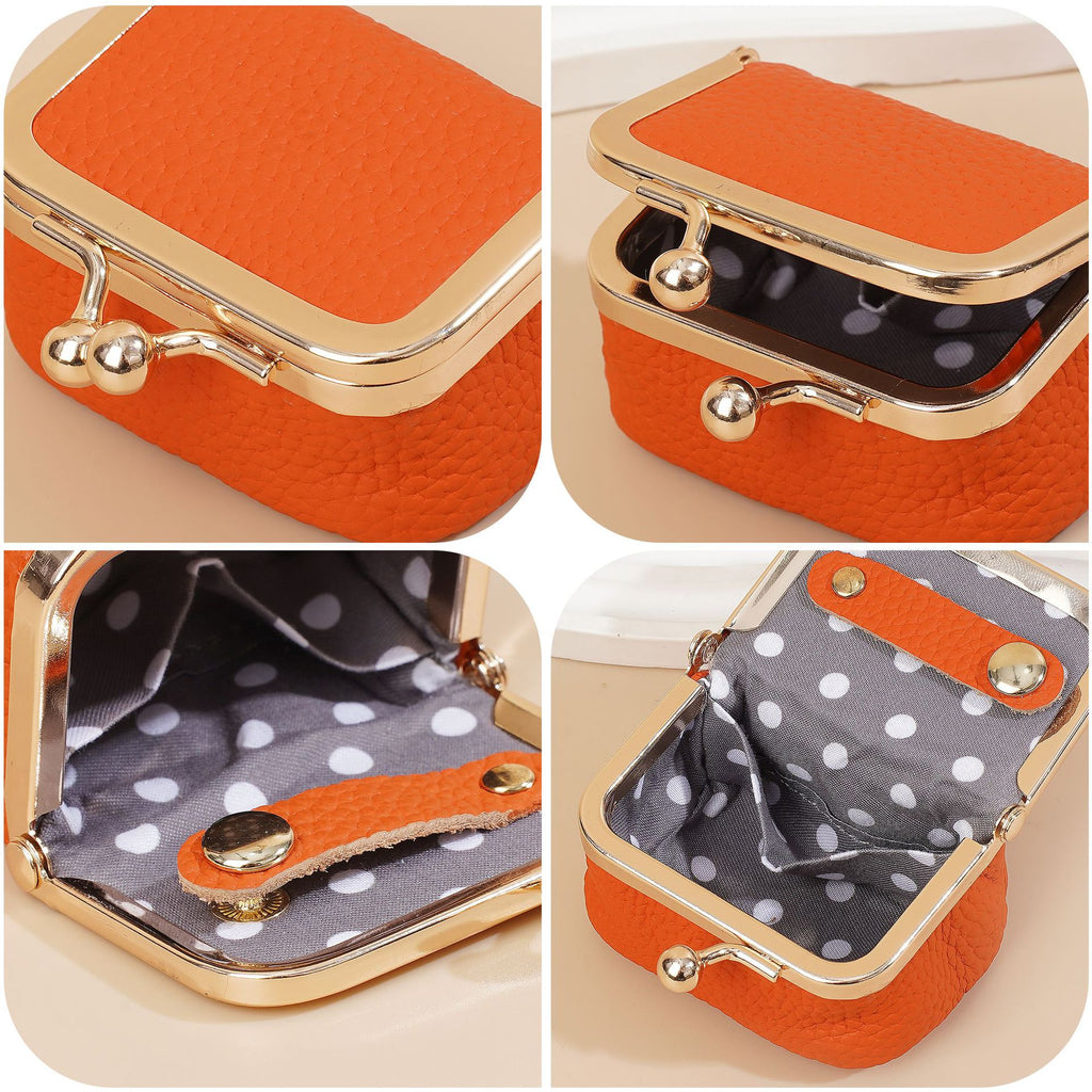 New leather mini bag wallet women's ring earrings jewelry storage box earphones coin mouth gold bag change bag