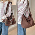 European and american retro plaid bag autumn and winter versatile new double-sided backpack solid color minimalist shoulder bag large capacity tote bag