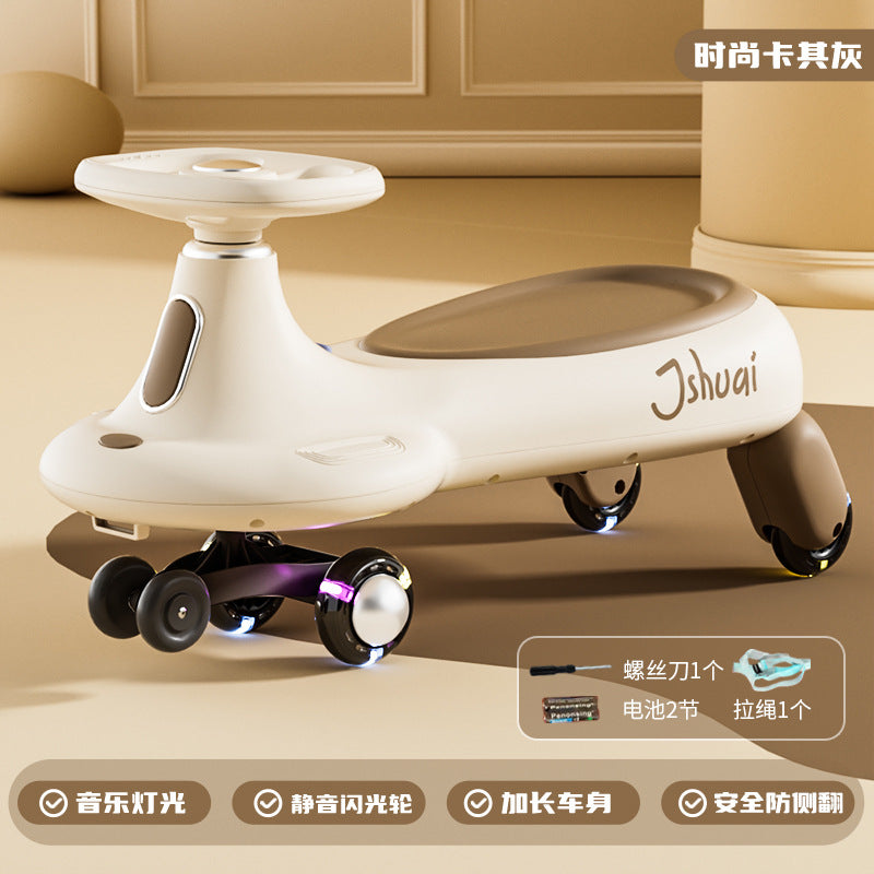 Kids twist car universal wheel model anti-rollover slip car music flash wheel balance rocking car model anti-rollover
