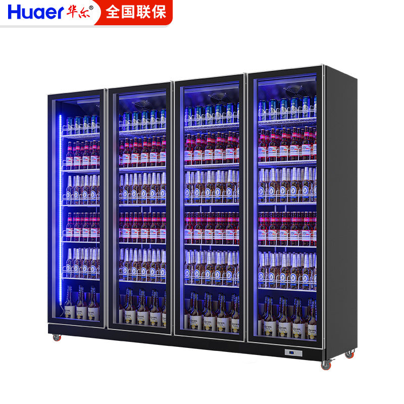 Huaer beer cabinet personalized 110v display cabinet freezer commercial four-door ktv wine and beverage cabinet wholesale refrigerator