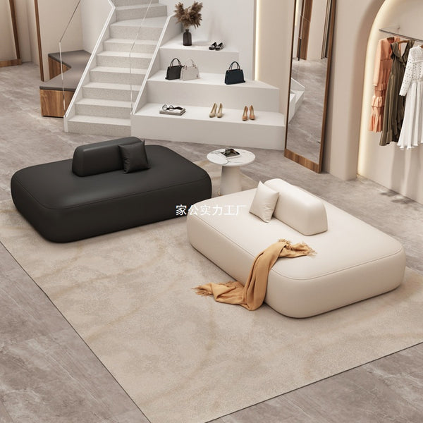 Modern simple fabric sofa beauty salon shopping mall clothing store rest area reception small sofa double-sided straight sofa