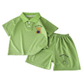 Kids' polo shirt set - boys' and girls' turn-down collar t-shirt, summer waffle knit short sleeve and shorts outfit, wholesale children's clothing (sizes for mid-to-large children)