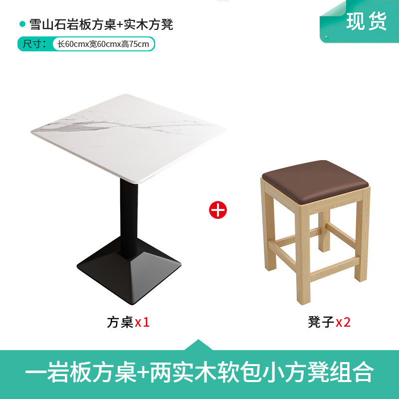 Commercial slate dining table simple outdoor table bar milk tea fast food restaurant canteen rectangular table apartment negotiation table and chair