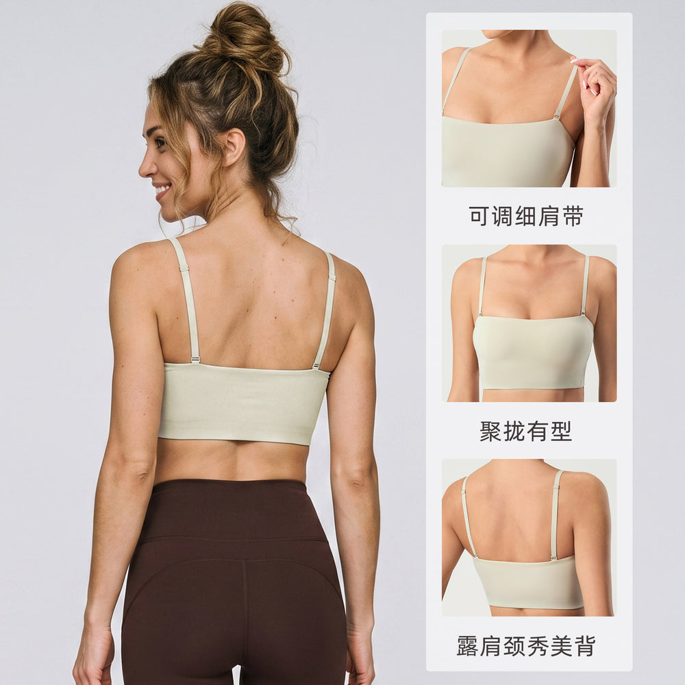 Thin shoulder strap camisole women's nude tube topintimatescomfortableplaid fitness pilates yoga bra daw138