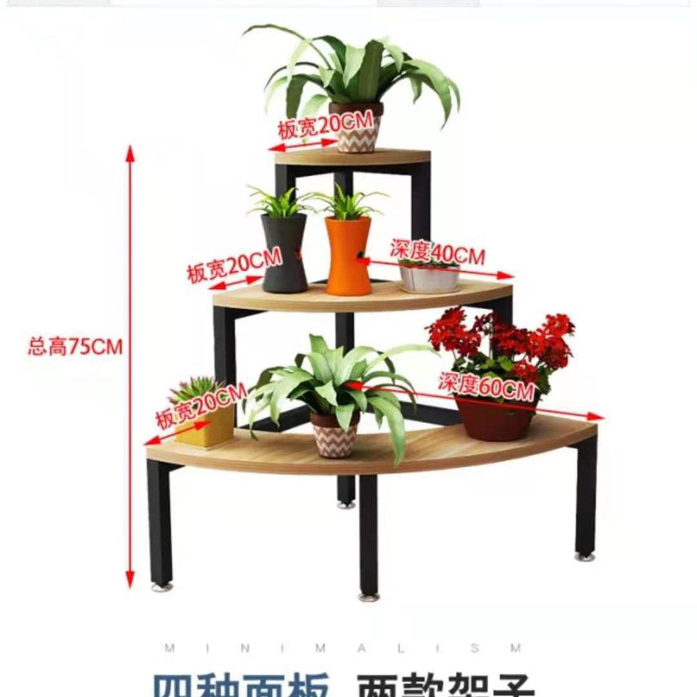 Solid wood corner flower shelf, multi-layered indoor space-saving floor-standing balcony wooden plant flower pot rack storage