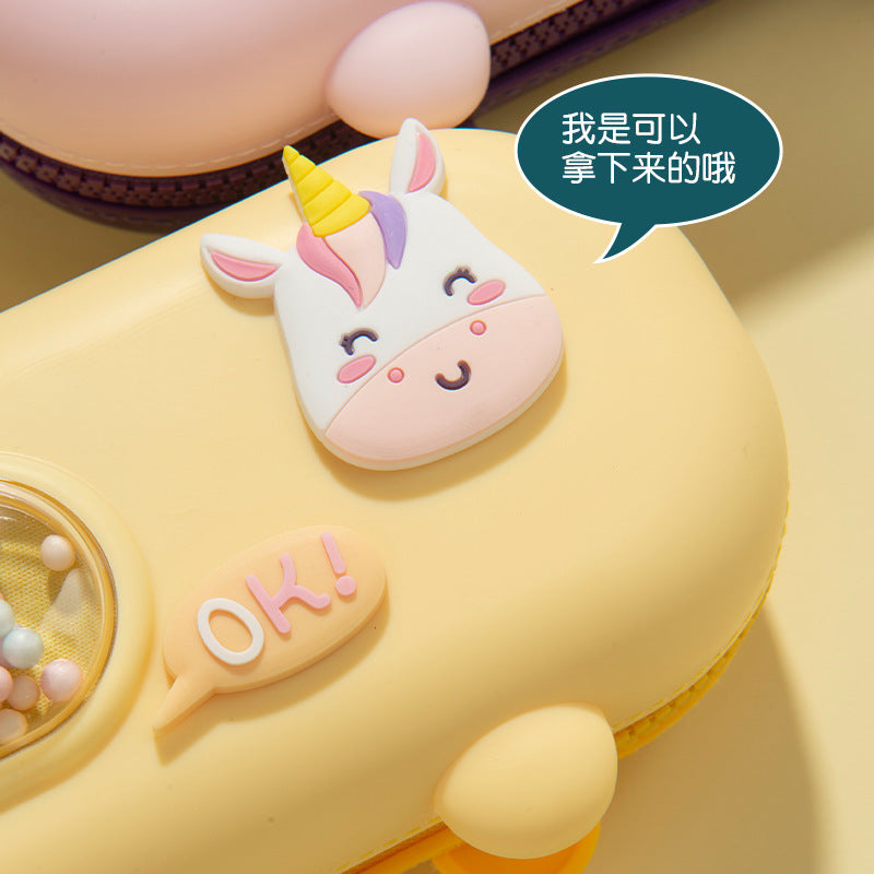 Bubble machine styling pencil bag large capacity female cute cartoon silicone stationery box primary school student stationery bag creative pencil bag