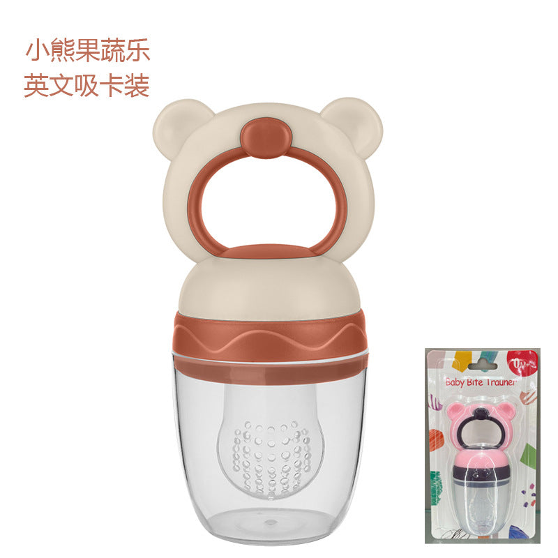 English card baby bite music fruit and vegetable music children's food grade mesh bag silicone pacifier bear shape baby