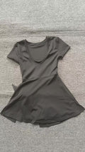 New arrival women's sports dress short-sleeved skirt shorts one-piece running elegant breathable slimming look imitation embarrassing skirt