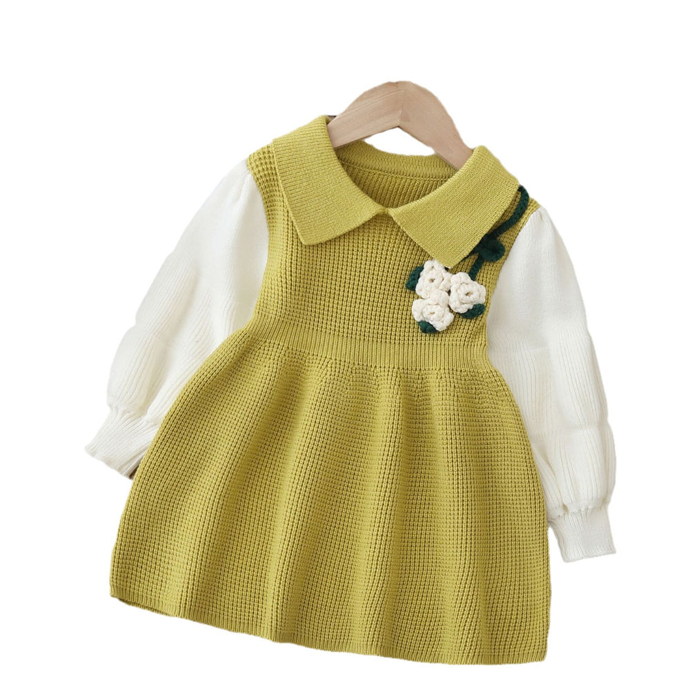 Girls' knitted sweater dress -  lunar new year edition - sweet handmade knit dress for baby girls