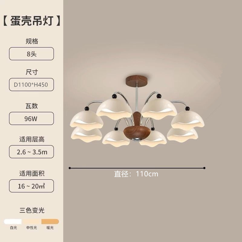 Medieval style eggshell main light American simple retro high-end walnut color bedroom study lighting living room chandelier