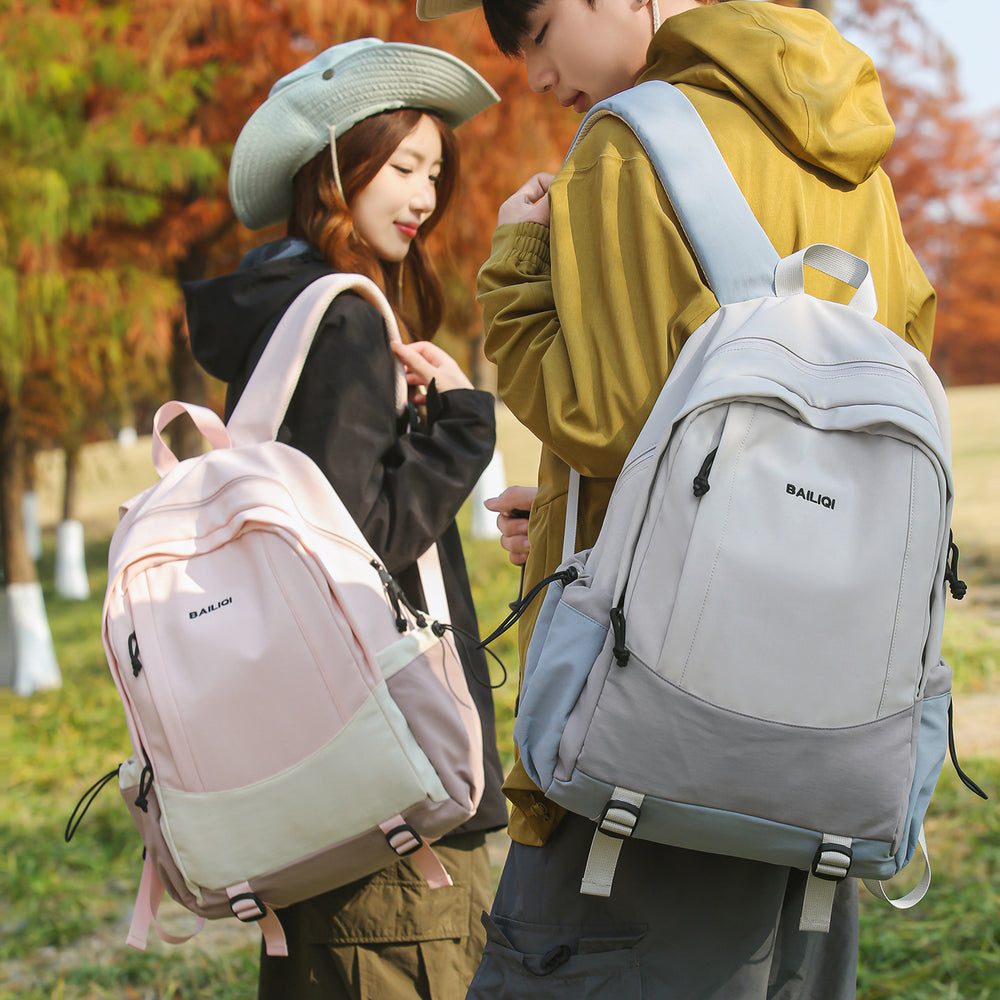 Outdoor backpack color block student backpack college style casual outdoor travel college student schoolbag lightweight backpack for men