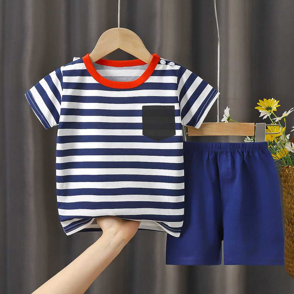 Summer children's clothing set: pure cotton t-shirt & underwear for boys and girls, baby & infant short-sleeve tee and shorts - dropshipping available