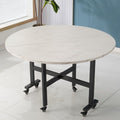 Foldable dining table - heavy duty, mobile, large round table - multi-functional dining table with wheels - storage round table - foldable