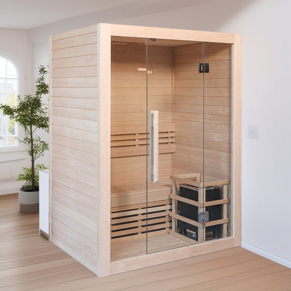 Double-person family hotel B & B integrated prefabricated indoor traditional dry steam sauna, hemlock custom