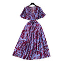 French retro lisianthus dress -  summer new arrival: tie-waist, design-forward, elegant floral chiffon dress