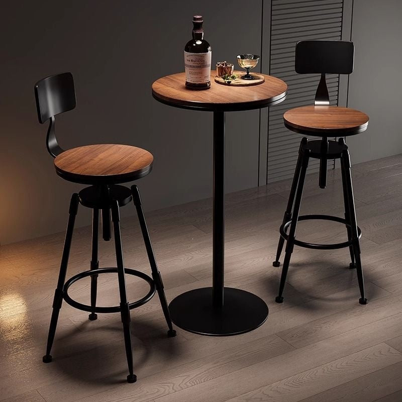 Iron bar chair table combination creative high stool one table two chairs restaurant casual back chair bar table no