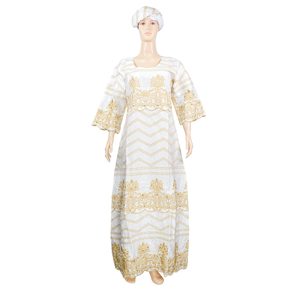 Factory direct cross-border e-commerce: plus size women's mesh, beaded, and embroidered dresses for , , and african markets