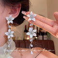 French chic zircon tassel flower stud earrings - perfect for summer getaways, beach photoshoots, and adding a touch of glam to your look