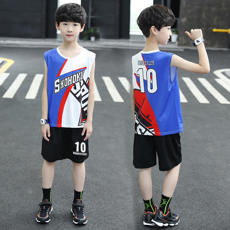 Boys' basketball jersey set - summer  new collection - big & tall kids' summer outfit - children's basketball uniform - short sleeve, quick-dry activewear
