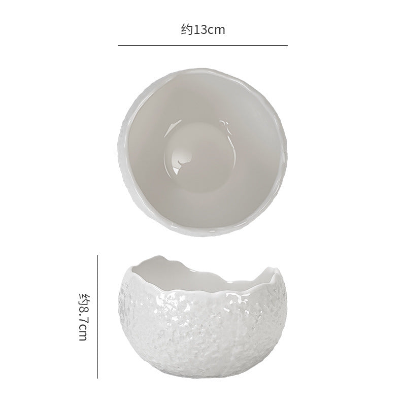 Minimalist embossed soup bowl, premium dessert bowl, ceramic tableware, restaurant high-value creative cold dish, hotel salad bowl