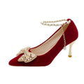 Stunning strappy wedding shoes for women, 2024 new collection, high-end xiuhe dress bridal shoes, comfortable red high heels