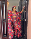 Special offer fashion digital printing loose robe with loosepants including bra and headscarf 4-piece set for african women