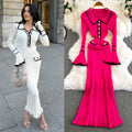winternew arrivalpolo collar small fragrant style knittingdress women's long sleevesfashionelegant waist sweater skirt