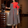 D598 women's foreign trade cross-border new fashion elegant round neck three-quarter sleeve printed patchwork african dress