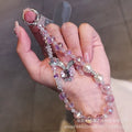 New arrival crystal pearl crystal lanyard beaded mobile phone hanging chain wholesale dream rabbit rhinestone pendant foreign trade cross-border
