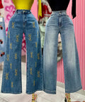 Women's sequinjeansboyfriend jeansloose pants hot diamond denim pants wholesale cargo jeans