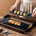 Japanese kiln-turned creative sushi ceramic plate, restaurant hotel large bench sushi dish dessert plate