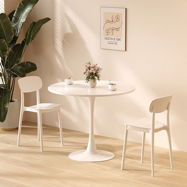 Internet celebrity white Nordic style small round negotiation table milk tea coffee shop table and chair combination tulip meal dining table cp