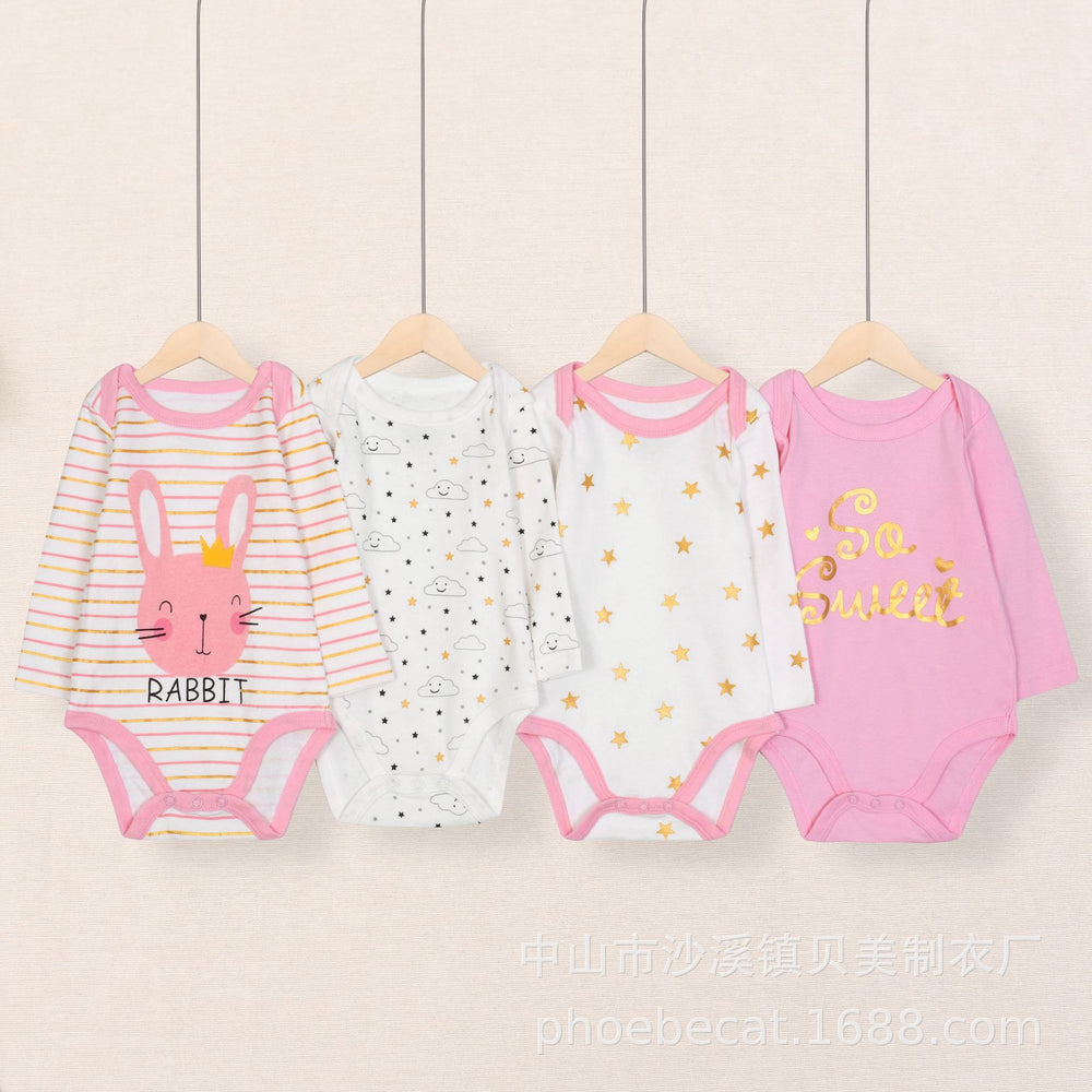 Class a pure cotton export cross-border newborn crawling suit baby bag butt jumpsuit 0-2 years old classic triangle khaki